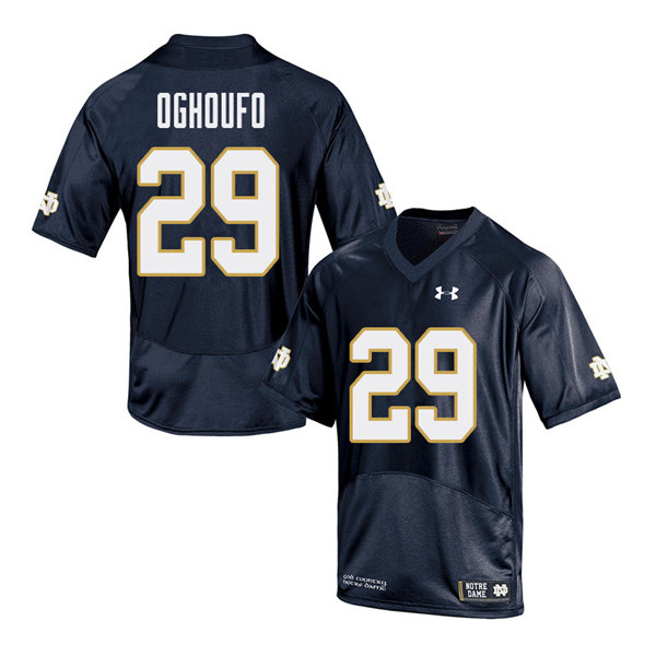 Men's NCAA Notre Dame Fighting Irish #29 Ovie Oghoufo Stitched College Under Armour Authentic Navy Football Jersey GQ10I88DJ